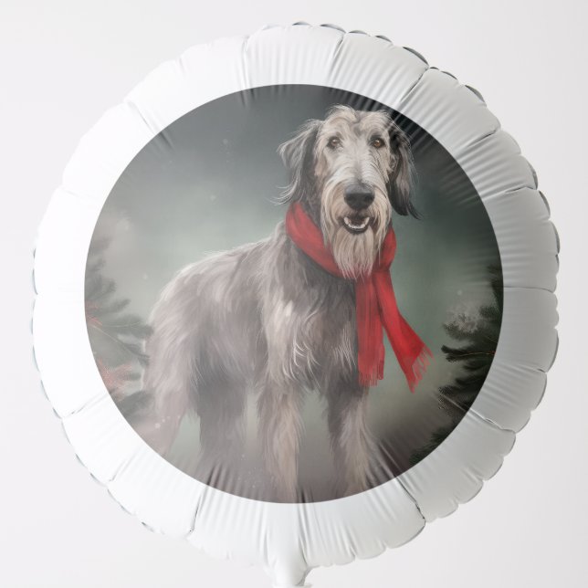 Wolfhound Dog in Snow Christmas Balloon (Front)