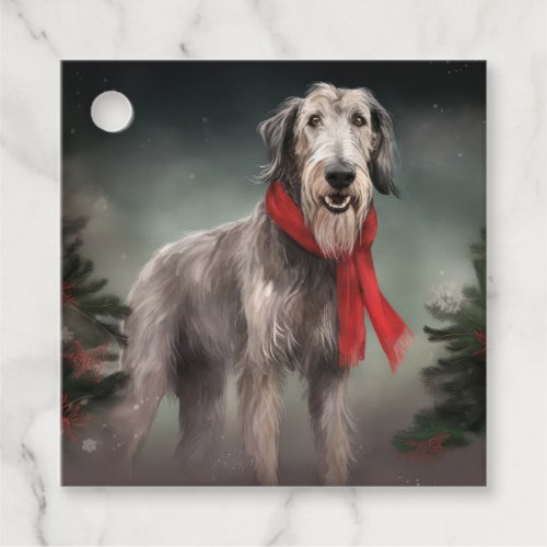 Wolfhound Dog in Snow Christmas Favor Tags