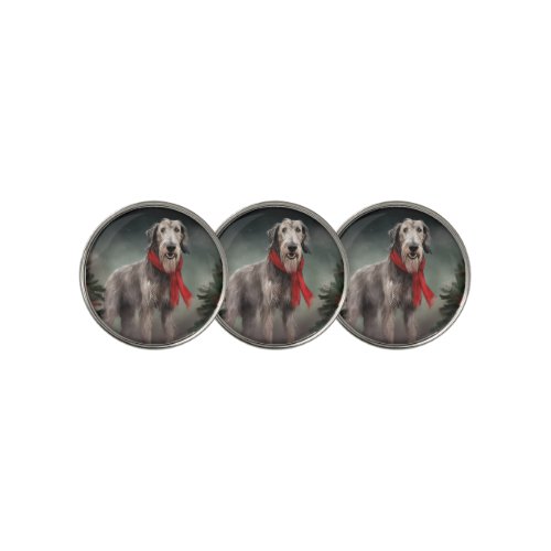 Wolfhound Dog in Snow Christmas Golf Ball Marker