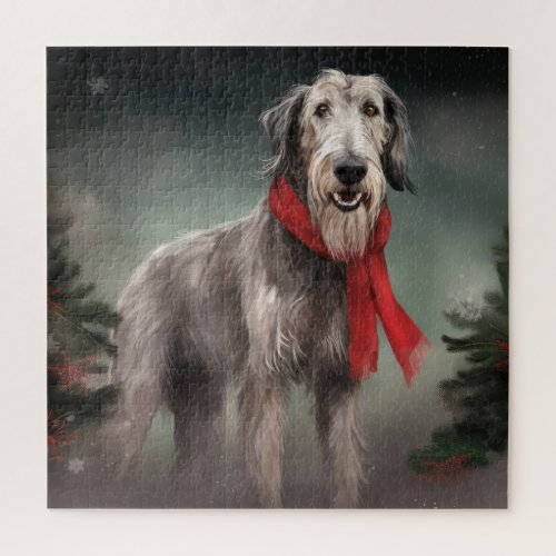 Wolfhound Dog in Snow Christmas Jigsaw Puzzle