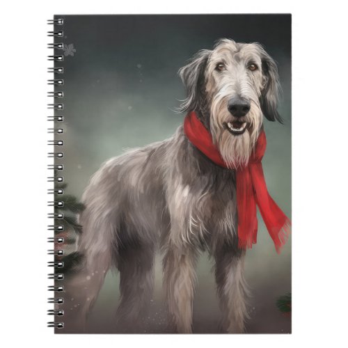 Wolfhound Dog in Snow Christmas Notebook