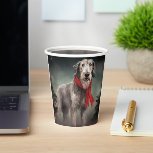 Wolfhound Dog in Snow Christmas Paper Cups