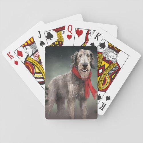 Wolfhound Dog in Snow Christmas Playing Cards