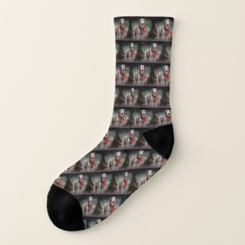 Wolfhound Dog in Snow Christmas Socks
