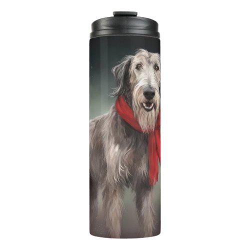 Wolfhound Dog in Snow Christmas Thermal Tumbler