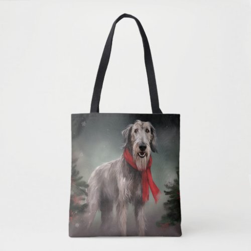 Wolfhound Dog in Snow Christmas Tote Bag