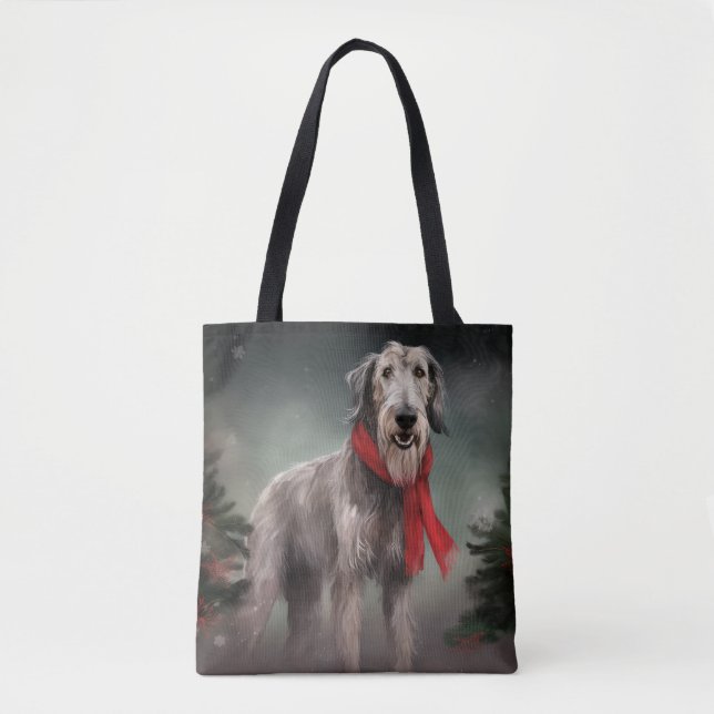 Wolfhound Dog in Snow Christmas Tote Bag (Front)