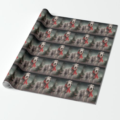 Wolfhound Dog in Snow Christmas Wrapping Paper