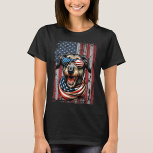 Wolfhound Dog Lover Us Flag 4th Of July Patriotic T-Shirt