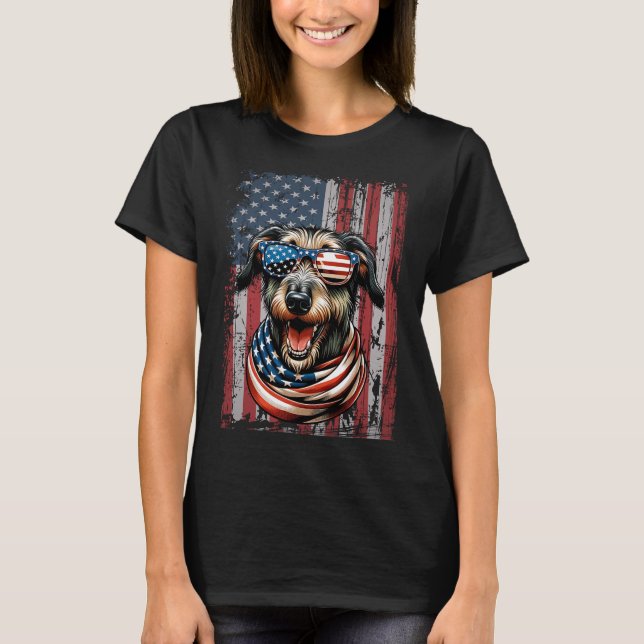 Wolfhound Dog Lover Us Flag 4th Of July Patriotic  T-Shirt (Front)