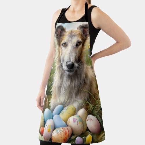 Wolfhound Dog With Easter Eggs Holiday  Apron