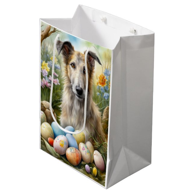 Wolfhound Dog With Easter Eggs Holiday  Medium Gift Bag (Front Angled)