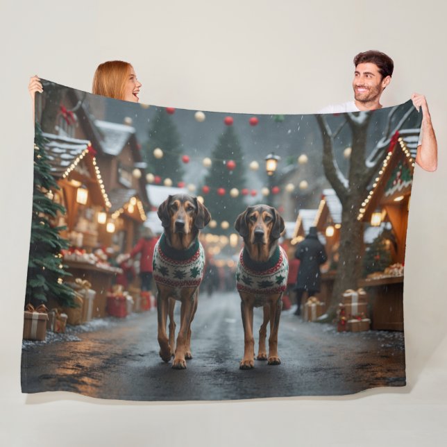 Wolfhound Dogs Christmas Snow Holiday Fleece Blanket (In Situ)