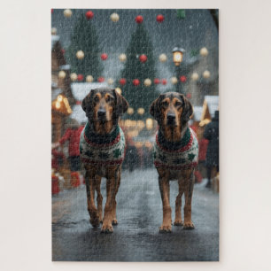 Wolfhound Dogs Christmas Snow Holiday Jigsaw Puzzle