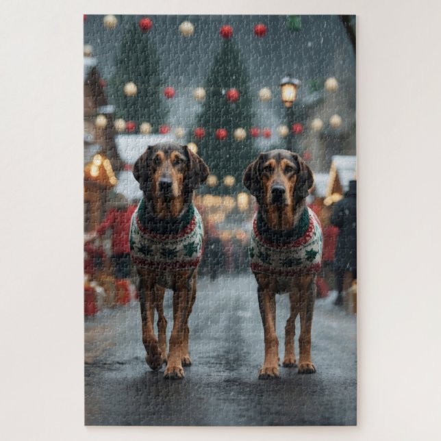 Wolfhound Dogs Christmas Snow Holiday Jigsaw Puzzle (Vertical)