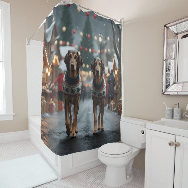 Wolfhound Dogs Christmas Snow Holiday Shower Curtain (In Situ)