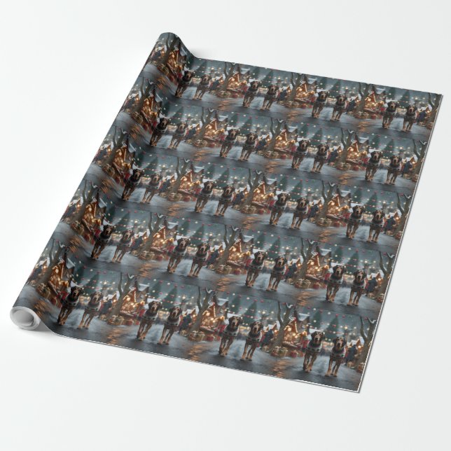 Wolfhound Dogs Christmas Snow Holiday Wrapping Paper (Unrolled)
