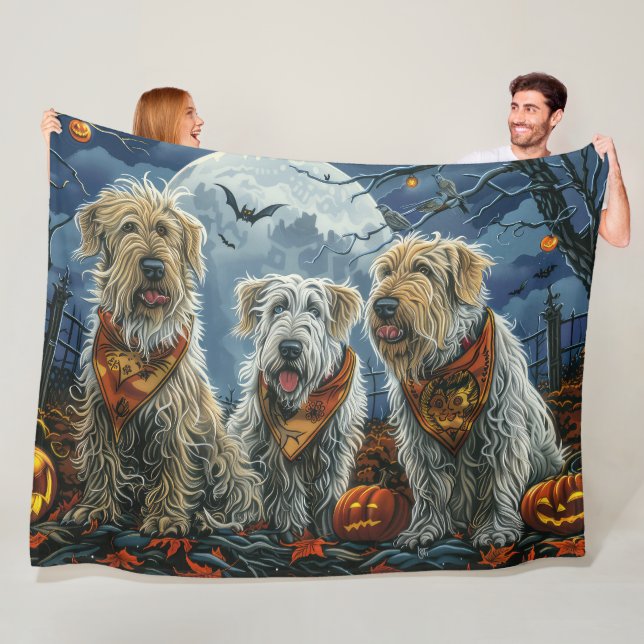 Wolfhound Halloween Spooky Fleece Blanket (In Situ)