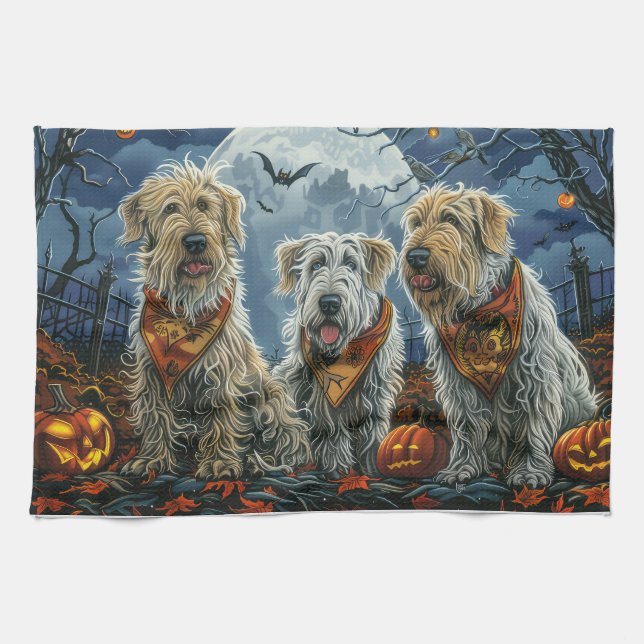 Wolfhound Halloween Spooky Kitchen Towel (Horizontal)