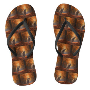 Wolfhound in Autumn Leaves Fall Inspire  Flip Flops