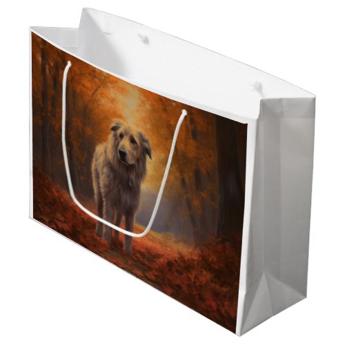 Wolfhound in Autumn Leaves Fall Inspire  Large Gift Bag