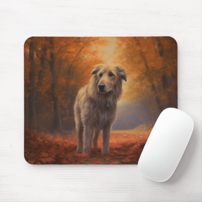 Wolfhound in Autumn Leaves Fall Inspire  Mouse Pad (With Mouse)