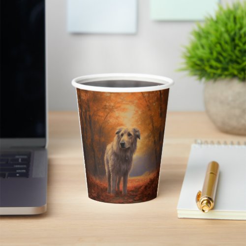 Wolfhound in Autumn Leaves Fall Inspire  Paper Cups
