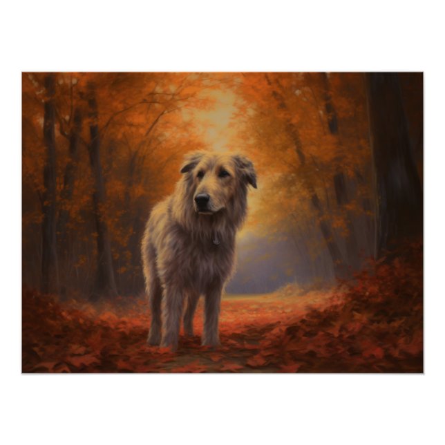 Wolfhound in Autumn Leaves Fall Inspire  Poster (Front)
