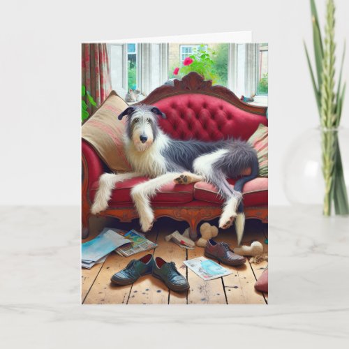 Wolfhound On A Couch Birthday Card