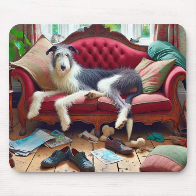 Wolfhound On A Couch  Mouse Pad (Front)