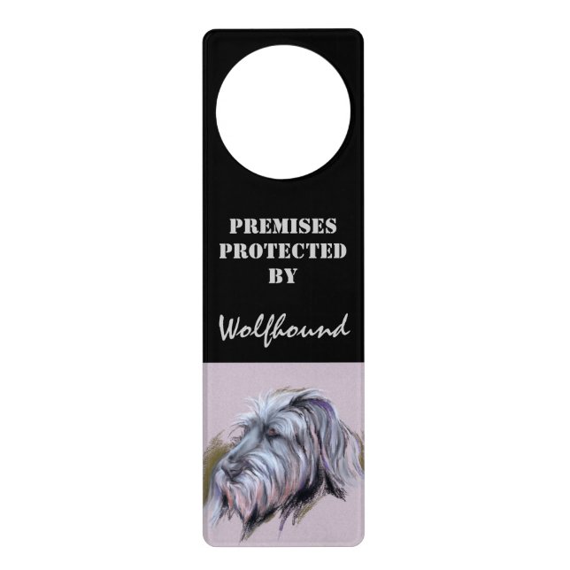 Wolfhound Pastel Portrait Door Hanger (Front)
