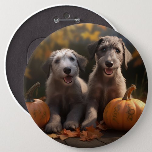 Wolfhound  Puppy Autumn Delight Pumpkin Button