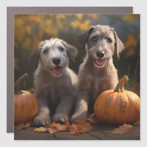 Wolfhound  Puppy Autumn Delight Pumpkin Car Magnet