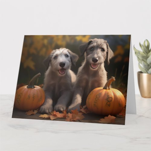 Wolfhound  Puppy Autumn Delight Pumpkin Card