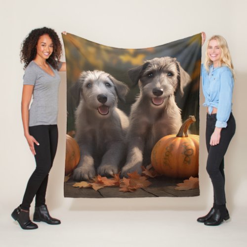 Wolfhound  Puppy Autumn Delight Pumpkin Fleece Blanket