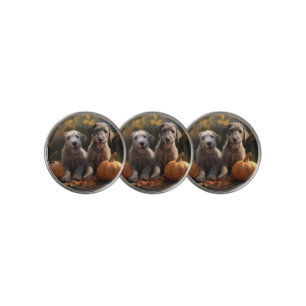 Wolfhound Puppy Autumn Delight Pumpkin Golf Ball Marker
