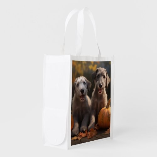 Wolfhound  Puppy Autumn Delight Pumpkin Grocery Bag