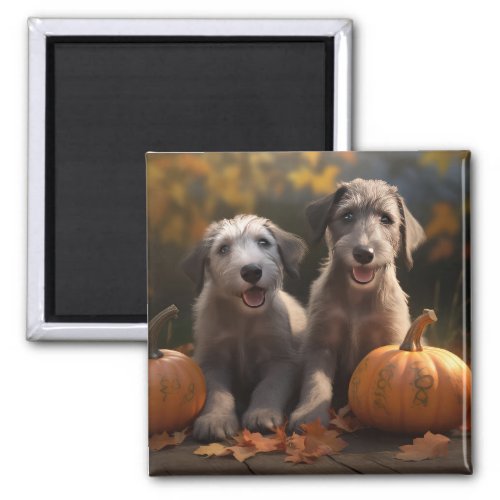 Wolfhound  Puppy Autumn Delight Pumpkin Magnet