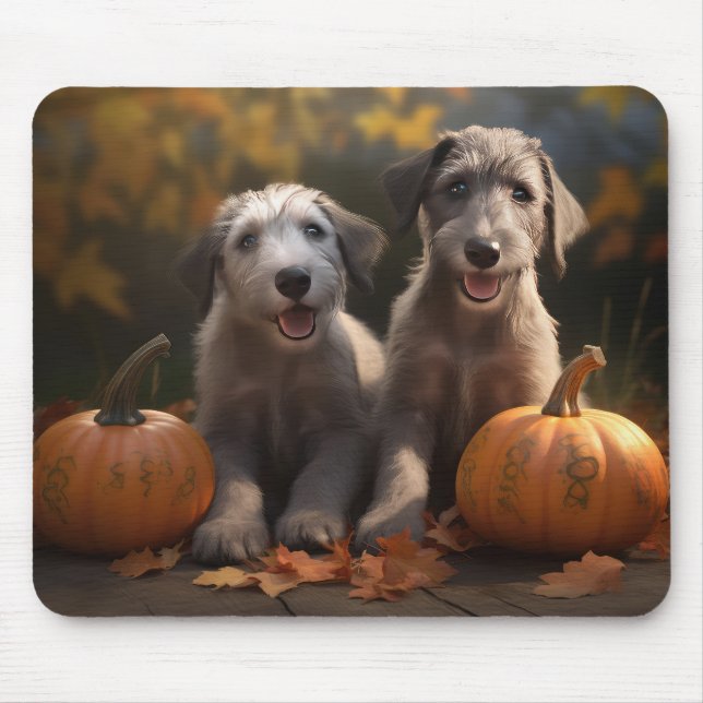 Wolfhound  Puppy Autumn Delight Pumpkin Mouse Pad (Front)