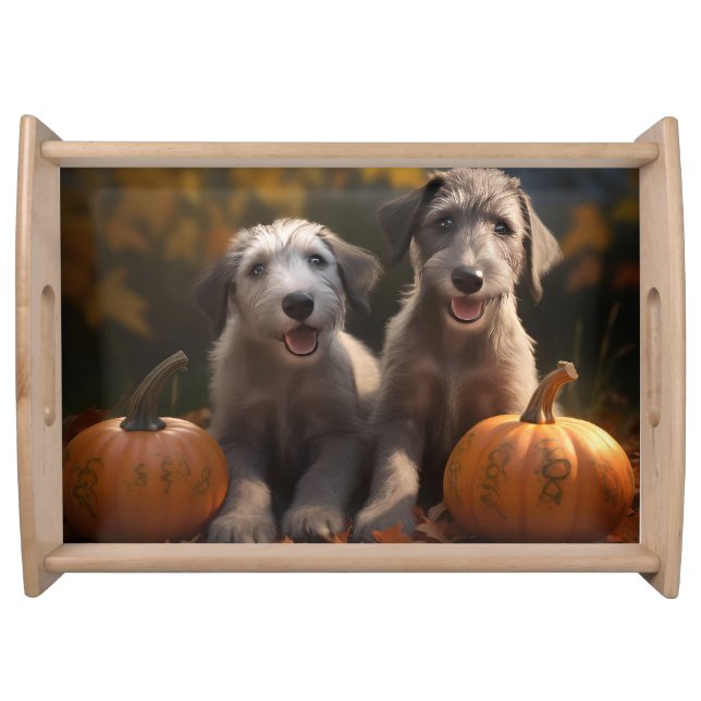 Wolfhound  Puppy Autumn Delight Pumpkin Serving Tray (Front)