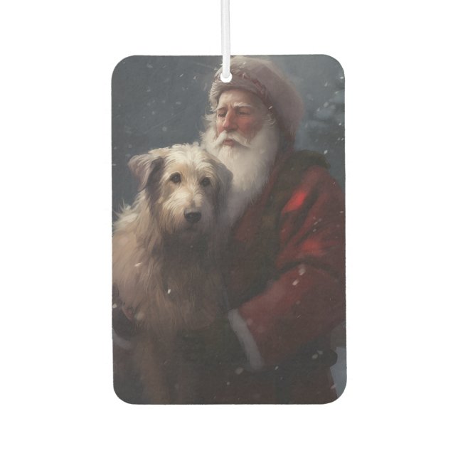 Wolfhound With Santa Claus Festive Christmas Air Freshener (Front)