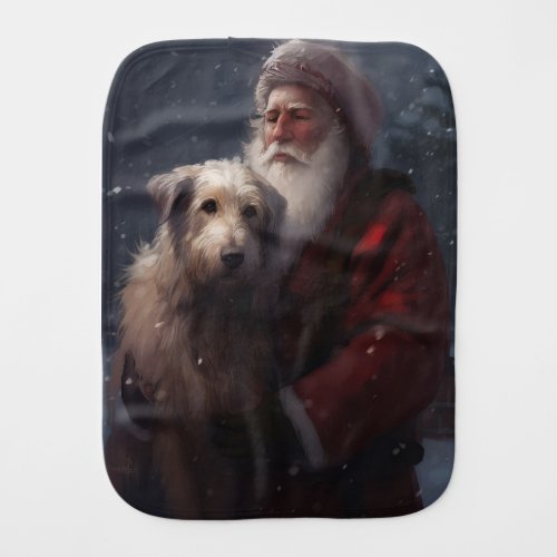 Wolfhound With Santa Claus Festive Christmas Baby Burp Cloth