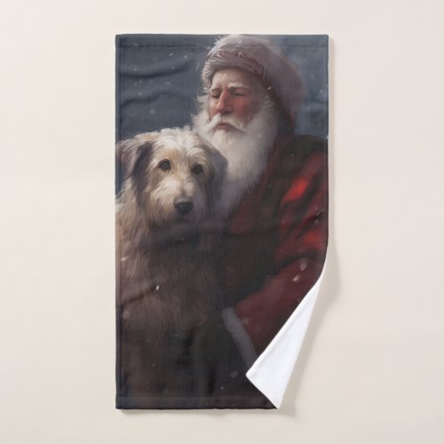 Wolfhound With Santa Claus Festive Christmas Bath Towel Set