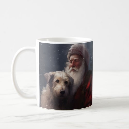Wolfhound With Santa Claus Festive Christmas Coffee Mug