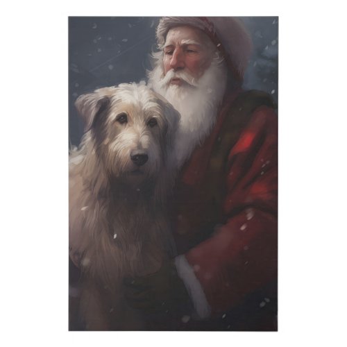 Wolfhound With Santa Claus Festive Christmas Faux Canvas Print