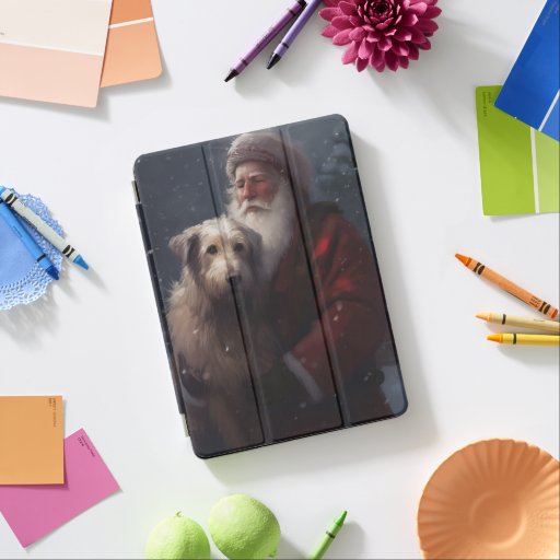 Wolfhound With Santa Claus Festive Christmas iPad Air Cover