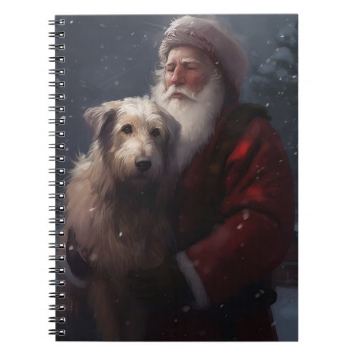 Wolfhound With Santa Claus Festive Christmas Notebook