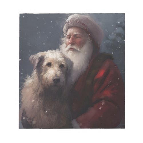 Wolfhound With Santa Claus Festive Christmas Notepad