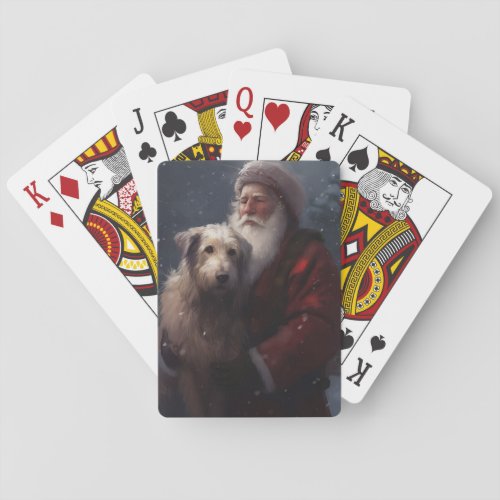 Wolfhound With Santa Claus Festive Christmas Playing Cards