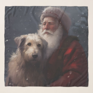 Wolfhound With Santa Claus Festive Christmas Scarf